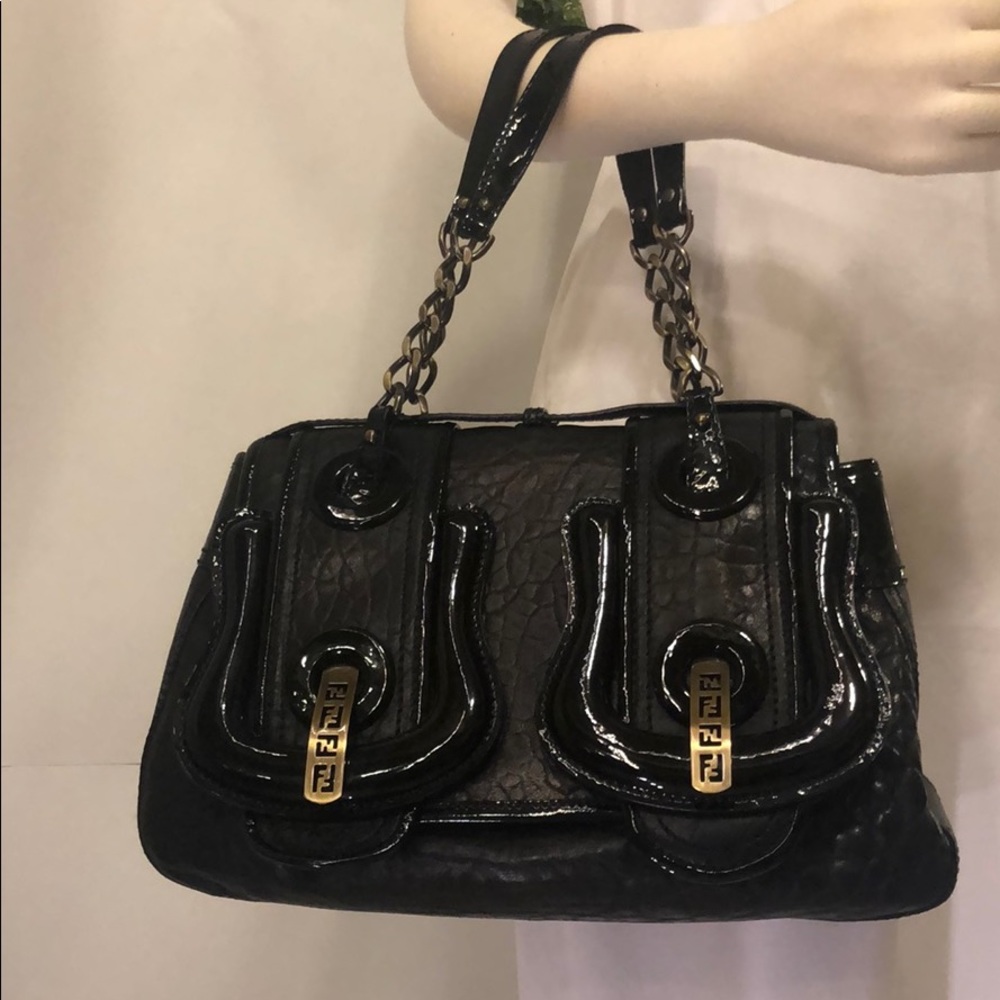FENDI B BAG BLACK LEATHER